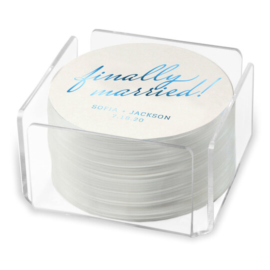 Expressive Script Finally Married Round Coasters
